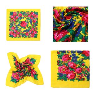 45" x 45" Non - Metallic - Kokum Floral Scarf (CD-SCARF-1-45 Non-Metallic Yellow)