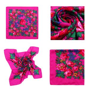60" x 60" Non-Metallic Kokum Floral Scarf (CD-Scarf-1-60 Fuchsia)