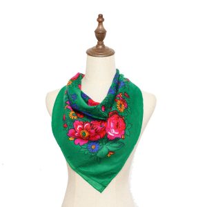 45" x 45" Metallic Kokum Floral Scarf (CD-Scarf-1-45 Metallic Green)