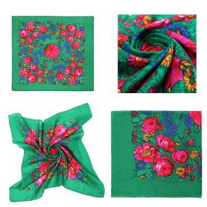 45" x 45" Non - Metallic - Kokum Floral Scarf (CD-SCARF-1-45 Non-Metallic Green)