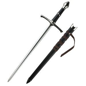 Defender 23" Medieval Style Fantasy Sword Back Arrow Head Black Handle Hard Plastic Scabbard (14089)