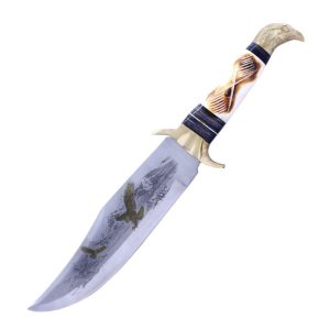 TheBoneEdge 16" Bone Handle Eagle Head Hunting Bowie Knife - (14426)