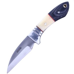 Defender-Xtreme 7" Bone & Wood Handle Stainless Steel Hunting Knife With Leather Sheath - (14434)