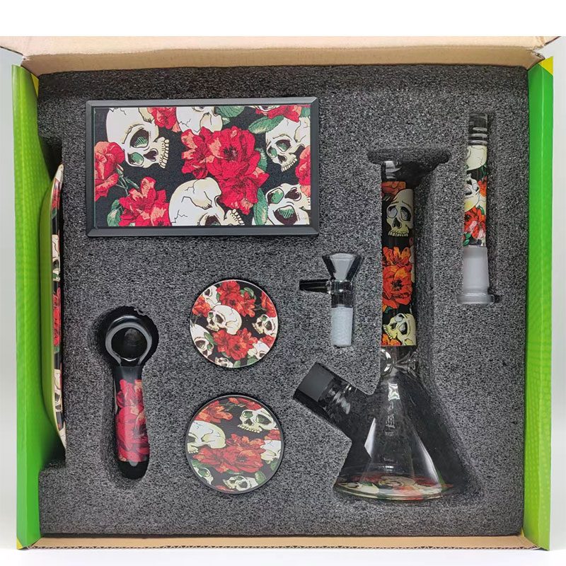 Licensed 6 in 1 Smoking Gift Set - (Set-Skull Red) - Image 2