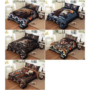 Micro Mink Sherpa Lined Queen 3 Piece Blanket Set - Artist Collection (0258)