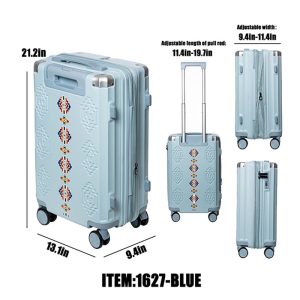 Embossed Solstice Hand Shell Carry On (1627-Blue)