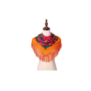 30" x 30" Metallic Kokum Floral Scarf (CD-Scarf-02-30 Metallic Orange)