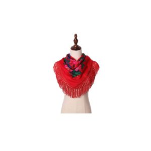 30" x 30" Metallic Kokum Floral Scarf (CD-Scarf-02-30 Metallic Red)