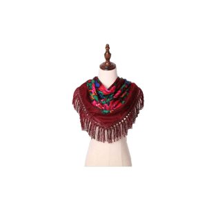 30" x 30" Metallic Kokum Floral Scarf (CD-Scarf-02-30 Metallic Burgundy)