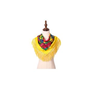 30" x 30" Non Metallic Kokum Floral Scarf (CD-Scarf-02-30 Non Metallic Yellow)