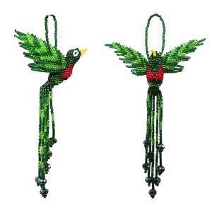 BEADED QUETZAL BIRD ORNAMENT (SB-QUET-ORN)