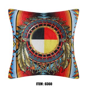 Medicine Wheel 2 Design, Micromink Cushion(FILLED),18x18"