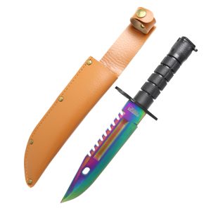 Defender-Xtreme 13" Multi Color Blade ABS Handle Survival Knife With Sheath Stainless Steel (13557)