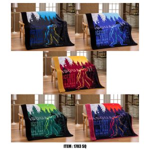 Sherpa Lined Silk Touch Throw - Design Sasquatch (1703-7644 SQ)