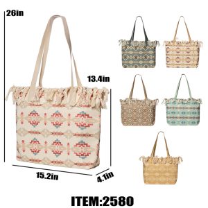 Deluxe Tote Bag with Fringe - Solstice Design (2580)