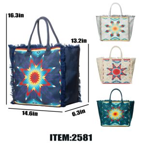 Deluxe Tote Bag with Fringe - Star Glow Design (2581)