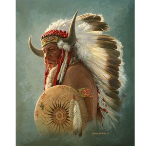 Indian Portrait #7402, Queen Size Signature Blanket