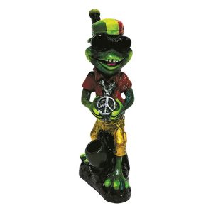 HAND CRAFTED MEDIUM PIPE - RASTA FROG