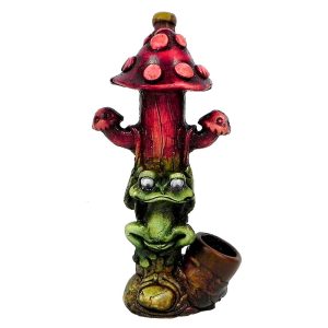 HAND CRAFTED MEDIUM PIPE- 3 SHROOM FROG