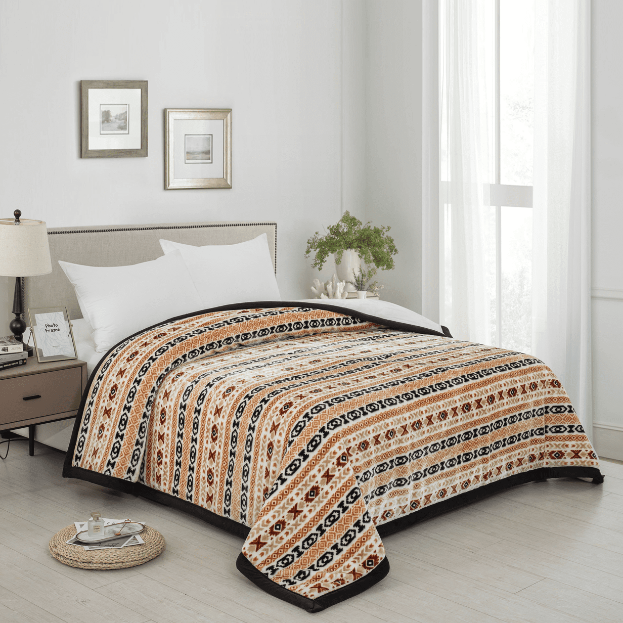 BROWN Razai - Super Thick 3-Ply Cloud Soft Blanket SUPER KING (G-569 BROWN)