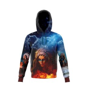 Fire and Ice, Graphic Designer Hoodie - Pullover, 3XL-5XL