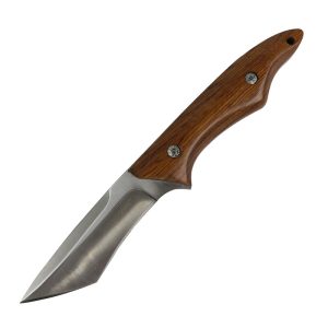 Hunt-Down 9.5" Full Tang Hunting Knife Fixed Blade Wood Handle Stainless Steel (13572)