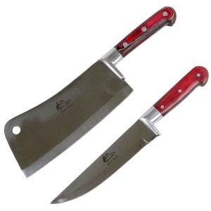 2 Pc Kitchen Set, Multi Wood Handle, 10" Knife, 11" Toka - 13597
