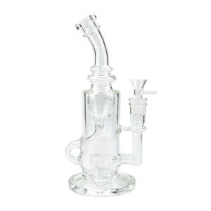 Straight Tube Glass Bong With Color Base  (C1555)