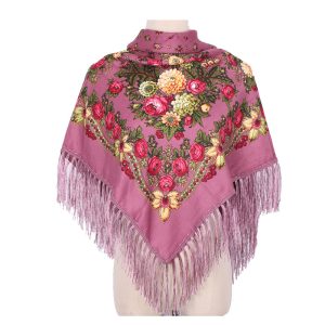 43" x 43" Non-Metallic Kokum Floral Scarf - Pink (CD-Scarf-10)