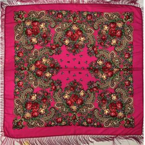 62" x 62" Non-Metallic Kokum Floral Scarf - Fuchsia (CD-Scarf-4)