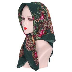 CD-Scarf-13 Non-Metallic Kokum Floral Scarf 33"x 33" - Green