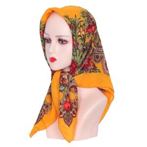 CD-Scarf-13 Non-Metallic Kokum Floral Scarf 33" x 33" - Orange