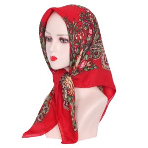 CD-Scarf-13 Non-Metallic Kokum Floral Scarf 33"x 33" - Red
