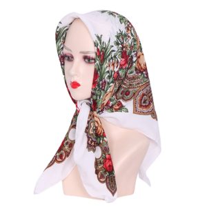 CD-Scarf-13 Non-Metallic Kokum Floral Scarf 33"x 33" - White