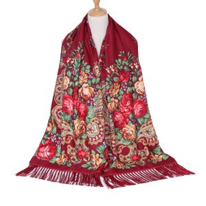 78" x 25" Non-Metallic Kokum Floral Scarf - Burgundy (CD-Scarf-9)