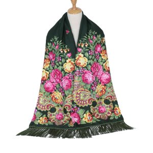78" x 25" Non-Metallic Kokum Floral Scarf - Green (CD-Scarf-9)