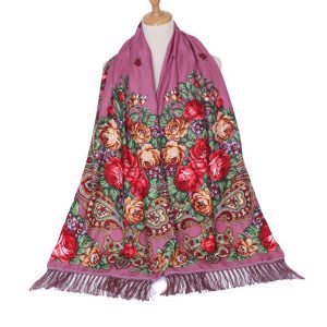 78" x 25" Non-Metallic Kokum Floral Scarf - Pink (CD-Scarf-9)