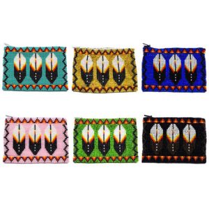 Seed Bead Hand-Made 3 Father Coin Purse   - Assorted Colors- Assorted Designs (SB-CP-3FTH)