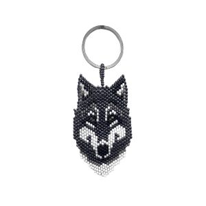 Wolf Seed Bead Flat Style Key Chain (SB-FLT-WOL)