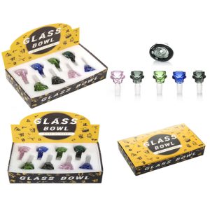 Skull Glass Bowl 8Pcs/Assorted Color Display - SMKJ-017