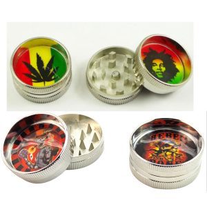 Grinder 2 Parts Top Printed Assorted Color- Zinc Alloy- SMKJ-027