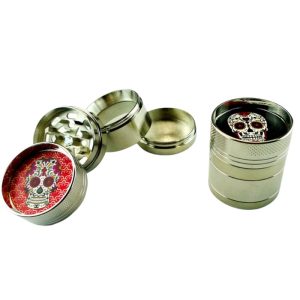 Grinder 3 Parts Skull Printed on Top Assorted Color - Zinc Alloy- SMKJ-032