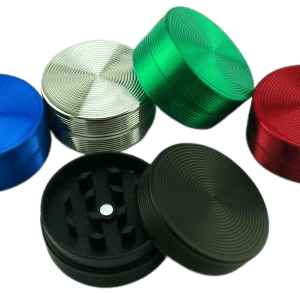 Grinder 2 Parts Embossed lines Assorted Color - Zinc Alloy- SMKJ-034