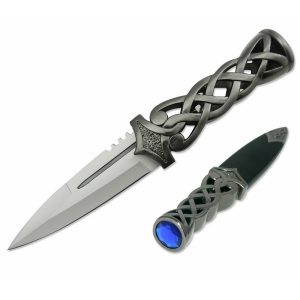 9" Overall, Blue gemstone Scottish Dirk with Scabbard - T230572BL