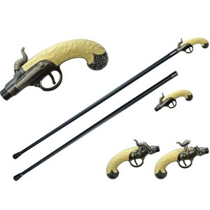 37" Zinc Alloy Antique Pistol Grip Cane - T28131