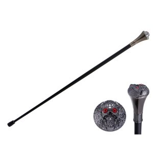 35.5" Zinc Metal Handle Walking Cane -Gunmetal Skull- T281803SL