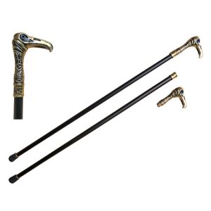 37" Blue Eye Vulture Skull Walking Cane w/Gold Zinc Handle - T28241-1