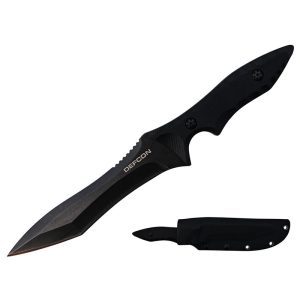 10.8" D2 Tool Steel Full Tang Black wash Blade w/ Snap Sheath - TD001BK