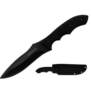 11.3" D2 Tool Steel Full Tang Stone wash Blade w/ Snap Sheath - TD002BK