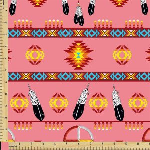 Medicine Wheel w/Eagle Feather  Design  - 100 % Cotton Fabric Bolt - (2903-PK)